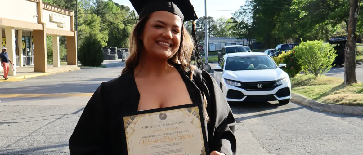 Moriah at nail school graduation Raleigh NC at 5T Beauty Academy