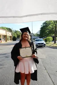 Moriah at nail school graduation Raleigh NC at 5T Beauty Academy