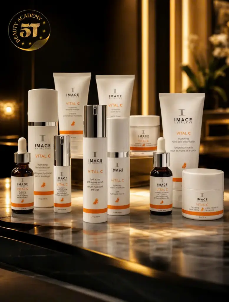 Professional beauty and skincare products displayed inside 5T Beauty Academy